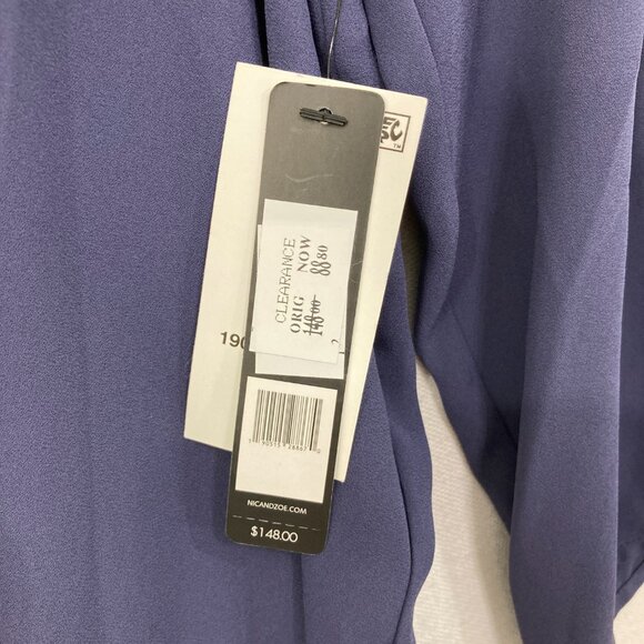 New Nic + Zoe Large Pintuck Tie Front Relaxed Flowy Popover Blouse Office Career - Picture 2 of 11